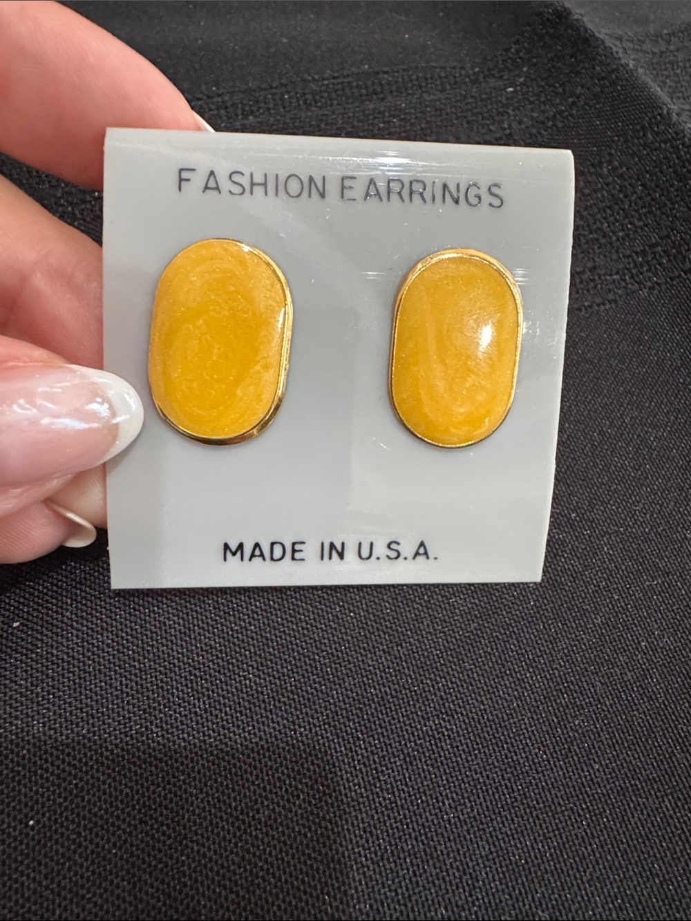 Yellow Oval Stud Earrings